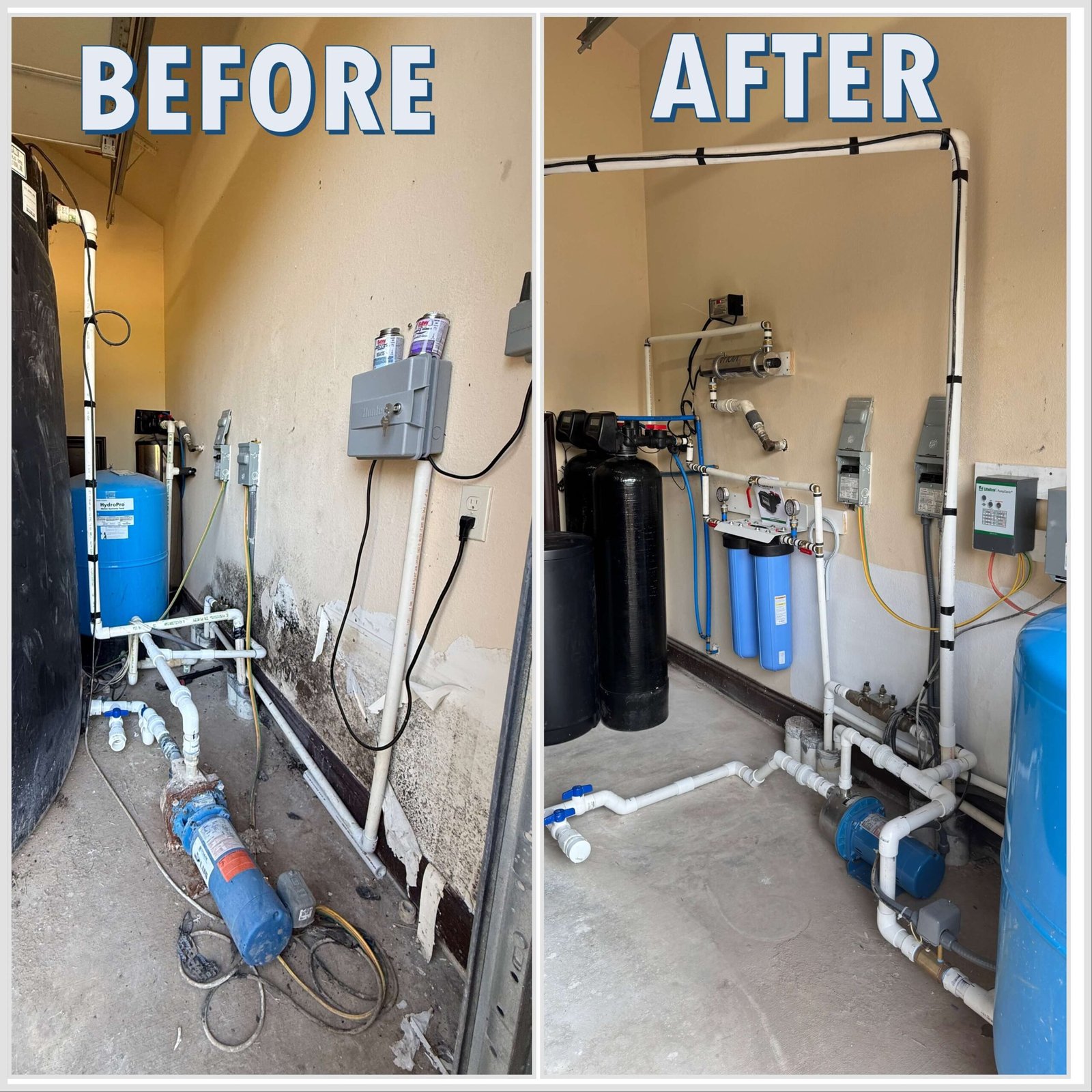 Before and after what a professional installation looks like.